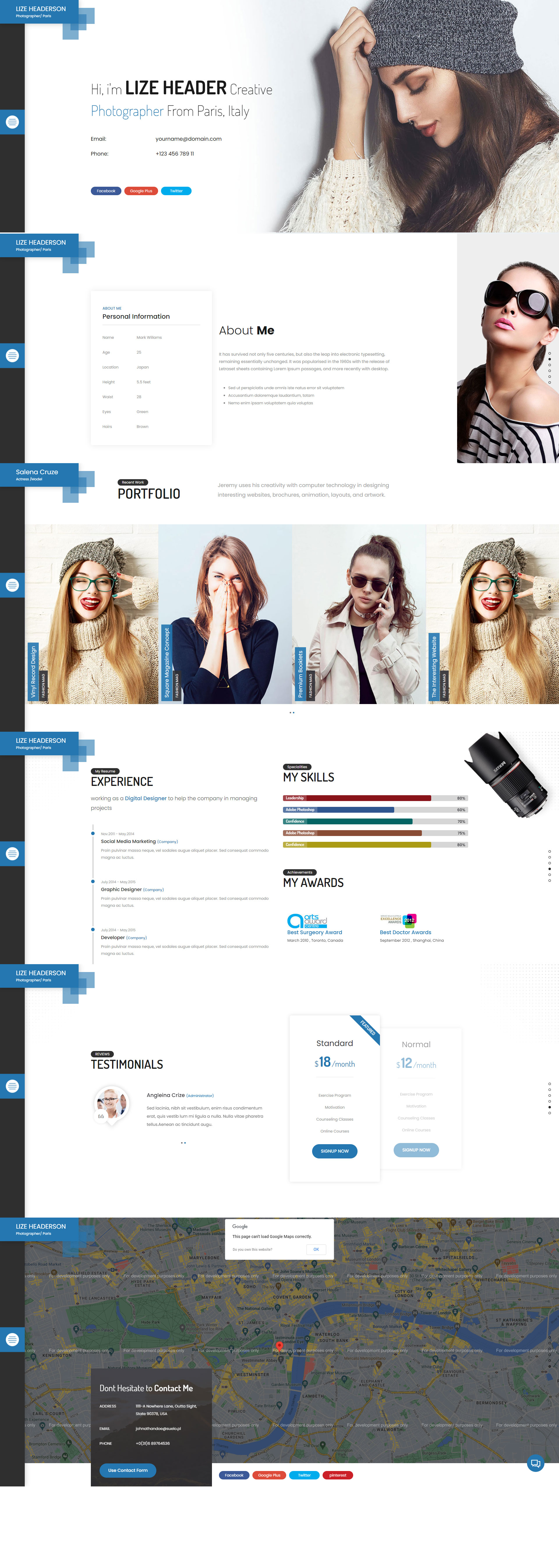 Resumere - Photographer Resume and Portfolio HTML Template